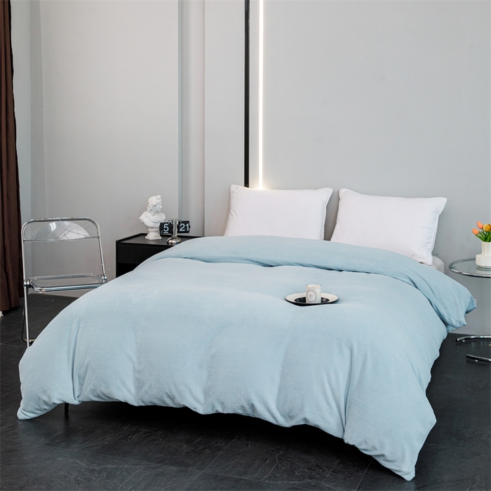 91家纺网 家纺一手货源 找家纺 锦罗绣 2024新款230克纯色牛奶绒单被套 水蓝-