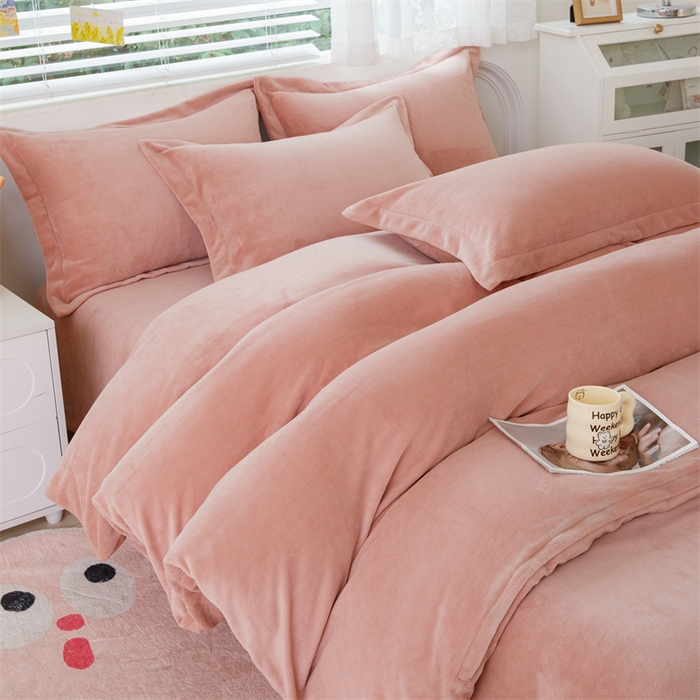 91家纺网 家纺一手货源 找家纺 锦罗绣 2024新款230克纯色牛奶绒单被套 暖橘-