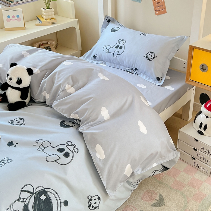 91家纺网 家纺一手货源 找家纺 卡斯诺家纺馆 2025新款芦荟棉宿舍床上下铺三件套 太空漫步