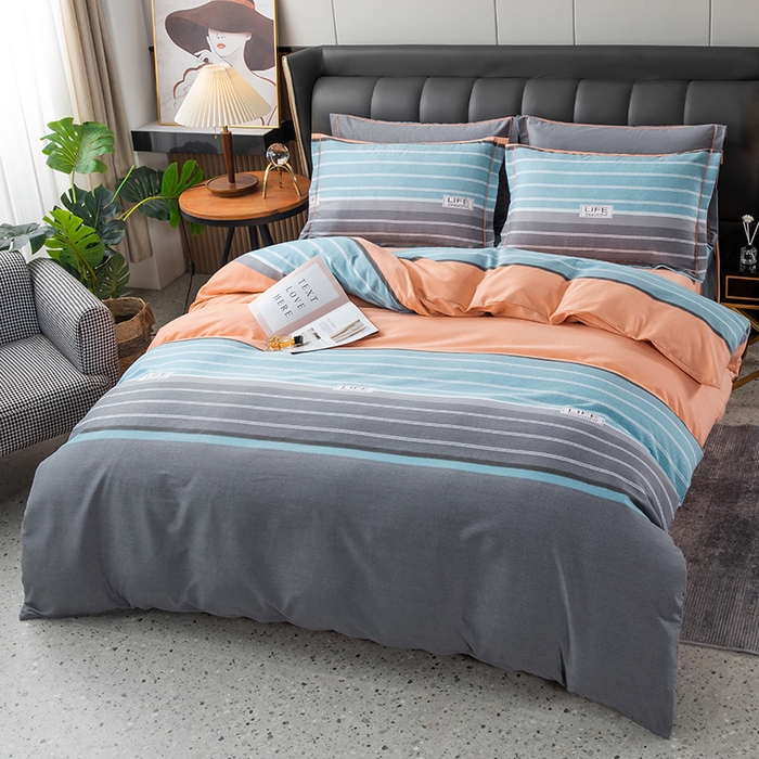 91家纺网 家纺一手货源 找家纺 润淳 2025新款加厚活性磨毛四件套纯棉三件套誓言桔