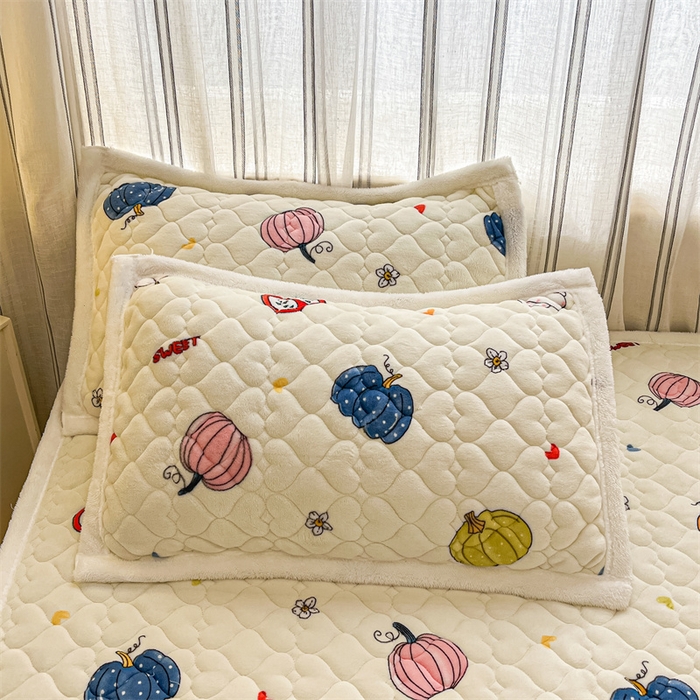 91家纺网 家纺一手货源 找家纺 启程家纺 2024新款A类印花牛奶绒床垫加厚绒保暖床护垫 七彩南瓜