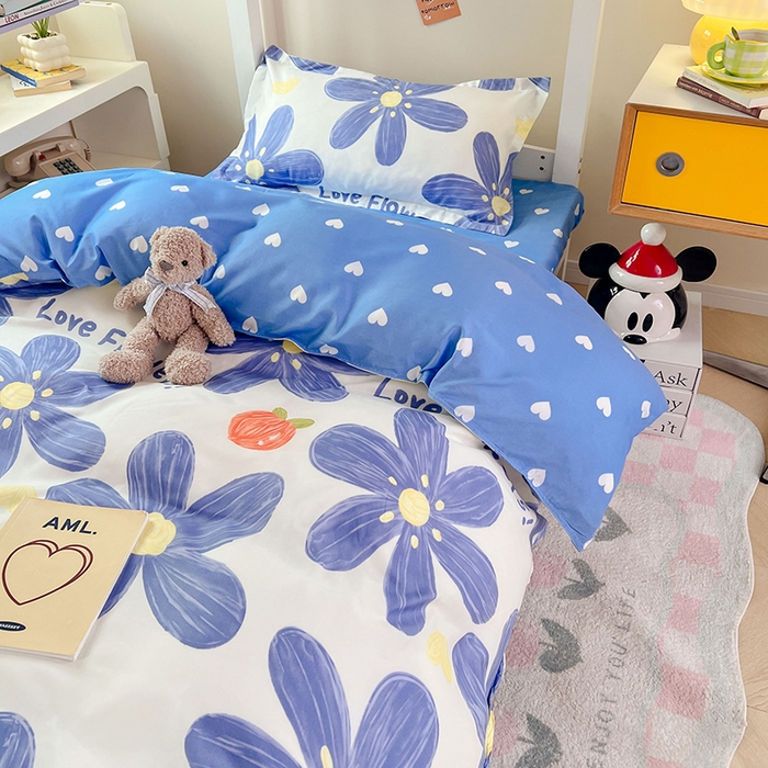 91家纺网 家纺一手货源 找家纺 卡斯诺家纺馆 2025新款芦荟棉宿舍床上下铺三件套 唯美