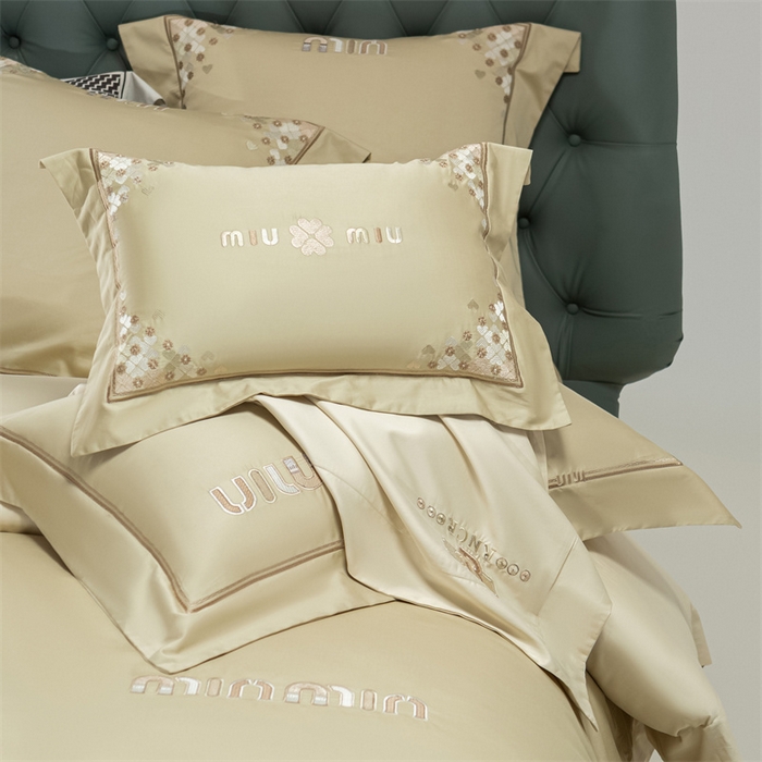 91家纺网 家纺一手货源 找家纺 2025新款AB版长绒棉高端绣花四件套-茜雅 茜雅-油果绿