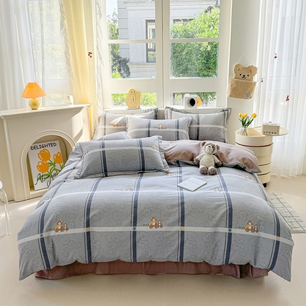 91家纺网 家纺一手货源 找家纺 （总）韩后家纺 2025新款全棉AB版磨毛印花四件套