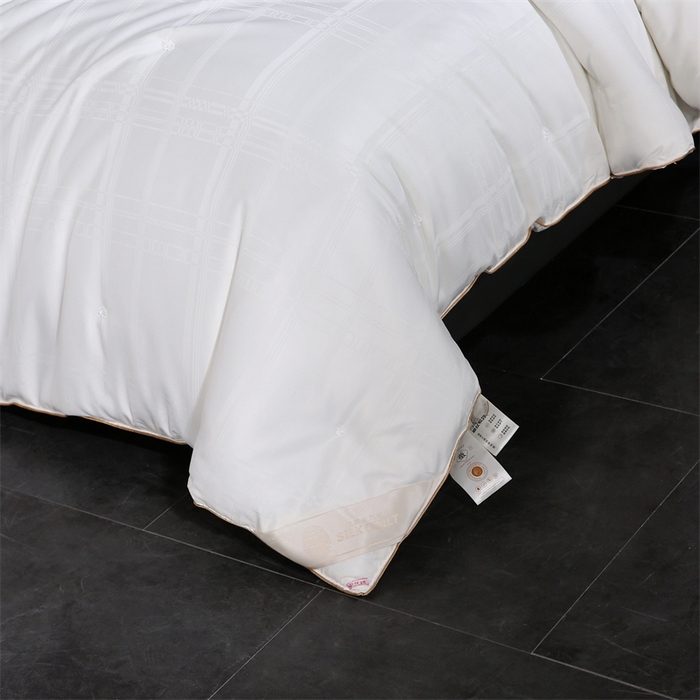 91家纺网 家纺一手货源 找家纺 芭芭棉家纺 2025新款全棉桑被冬被春秋被拉链二合一子母被被子被芯-方格系列 月光白