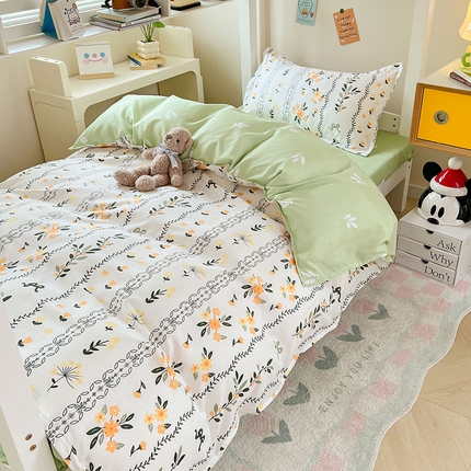 91家纺网 家纺一手货源 找家纺 （总）卡斯诺家纺馆 2025新款芦荟棉宿舍床上下铺三件套