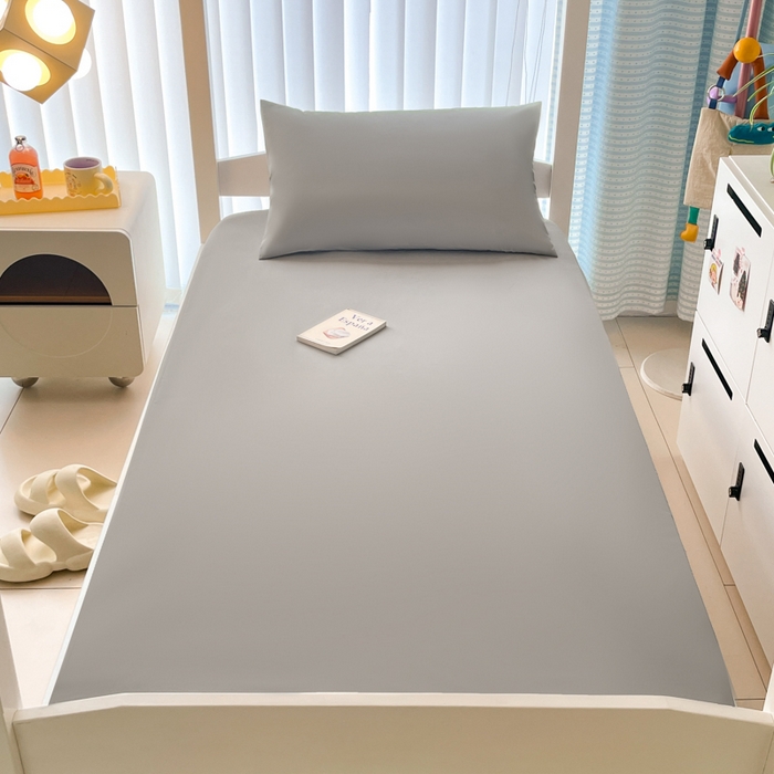 91家纺网 家纺一手货源 找家纺 老帅的工厂店 2025新款亲肤磨毛防水纯色学生床笠-小床图 灰色