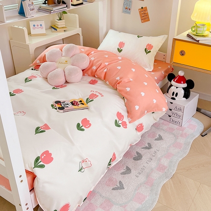 91家纺网 家纺一手货源 找家纺 卡斯诺家纺馆 2025新款芦荟棉宿舍床上下铺三件套 小郁金