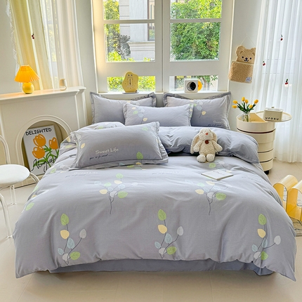 91家纺网 家纺一手货源 找家纺 （总）韩后家纺 2025新款全棉AB版磨毛印花四件套