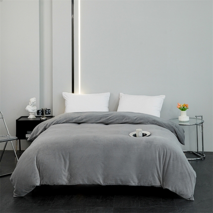91家纺网 家纺一手货源 找家纺 锦罗绣 2024新款230克纯色牛奶绒单被套 银灰-