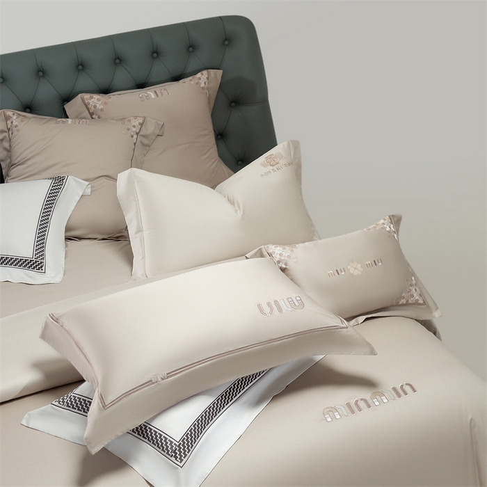 91家纺网 家纺一手货源 找家纺 2025新款AB版长绒棉高端绣花四件套-茜雅 茜雅-香槟金