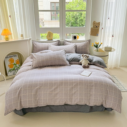 91家纺网 家纺一手货源 找家纺 （总）韩后家纺 2025新款全棉AB版磨毛印花四件套