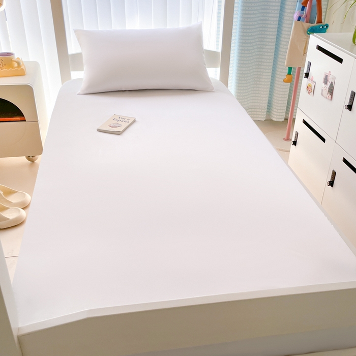 91家纺网 家纺一手货源 找家纺 老帅的工厂店 2025新款亲肤磨毛防水纯色学生床笠-小床图 白色