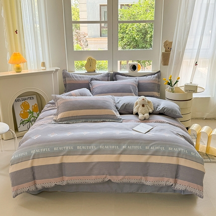 91家纺网 家纺一手货源 找家纺 （总）韩后家纺 2025新款全棉AB版磨毛印花四件套