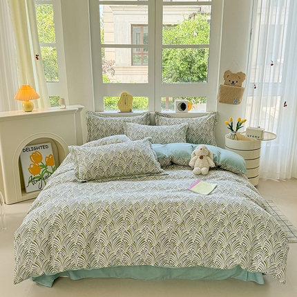 91家纺网 家纺一手货源 找家纺 （总）韩后家纺 2025新款全棉AB版磨毛印花四件套