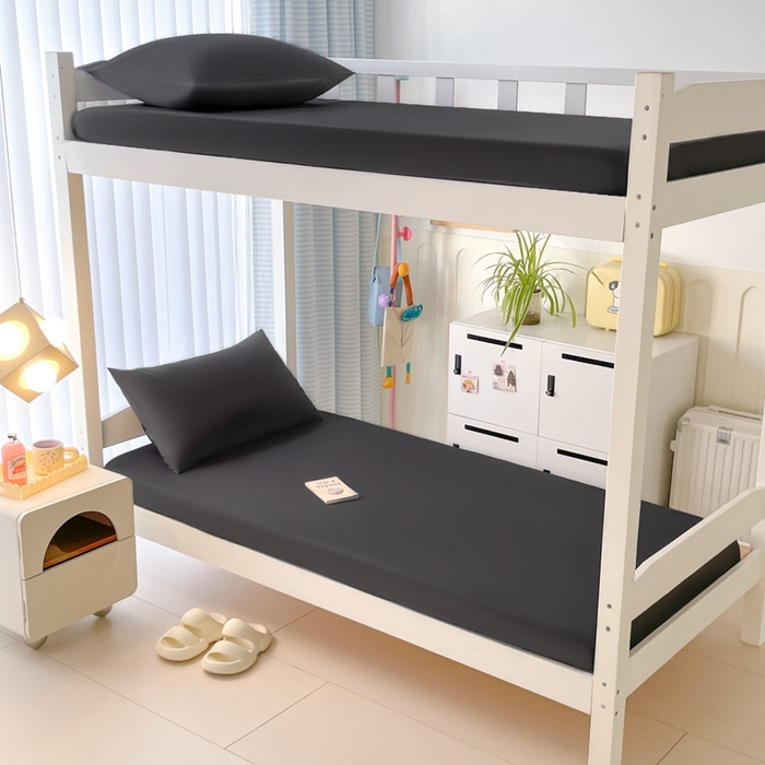 91家纺网 家纺一手货源 找家纺 老帅的工厂店 2025新款亲肤磨毛防水纯色学生床笠-小床图 深灰