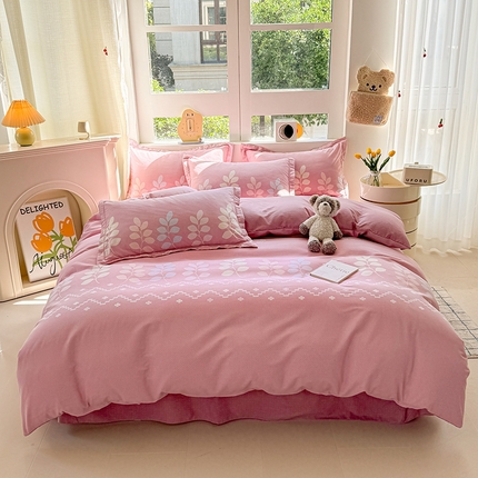 91家纺网 家纺一手货源 找家纺 （总）韩后家纺 2025新款全棉AB版磨毛印花四件套