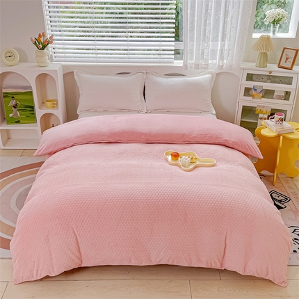 锦罗绣 2024新款全消光230克牛奶绒烂花绒提花单被套 格韵