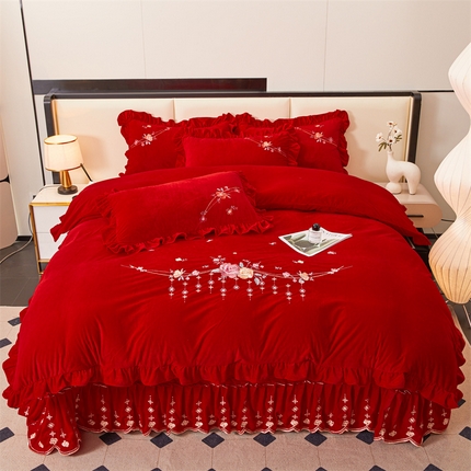 91家纺网 家纺一手货源 找家纺 （总）2024秋冬新款茉含宝宝绒公主风四件套