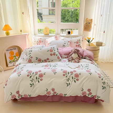 91家纺网 家纺一手货源 找家纺 （总）韩后家纺 2025新款全棉AB版磨毛印花四件套