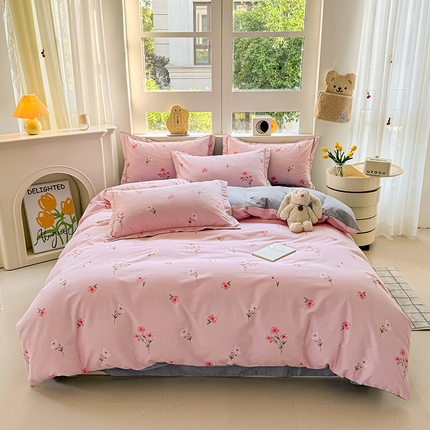 91家纺网 家纺一手货源 找家纺 （总）韩后家纺 2025新款全棉AB版磨毛印花四件套