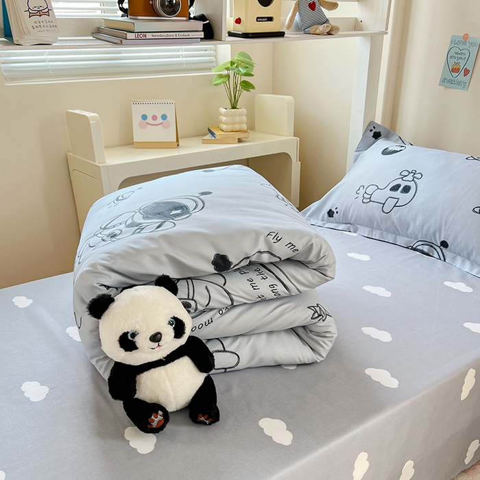 91家纺网 家纺一手货源 找家纺 卡斯诺家纺馆 2025新款芦荟棉宿舍床上下铺三件套 太空漫步