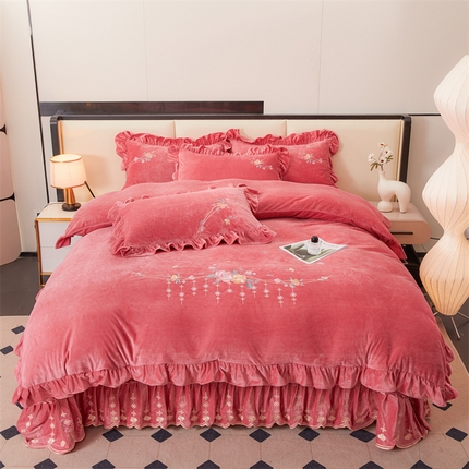 91家纺网 家纺一手货源 找家纺 （总）2024秋冬新款茉含宝宝绒公主风四件套