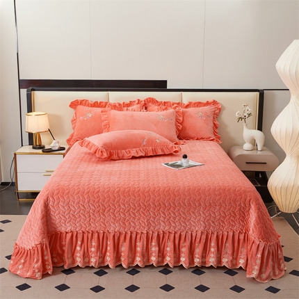 2024秋冬新品茉含宝宝绒公主风单床盖 梦想粉-