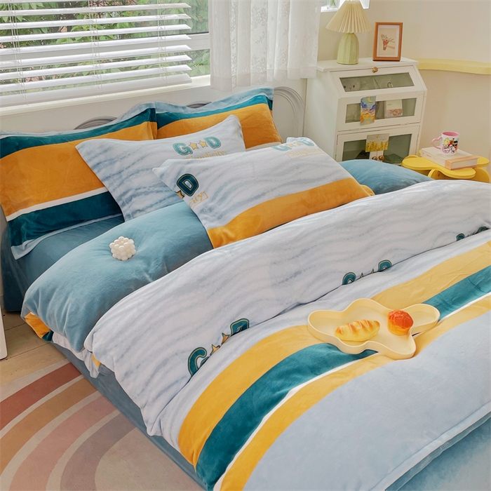 91家纺网 家纺一手货源 找家纺 锦罗绣 2024新款A类高克重牛奶绒印花四件套 好好先生