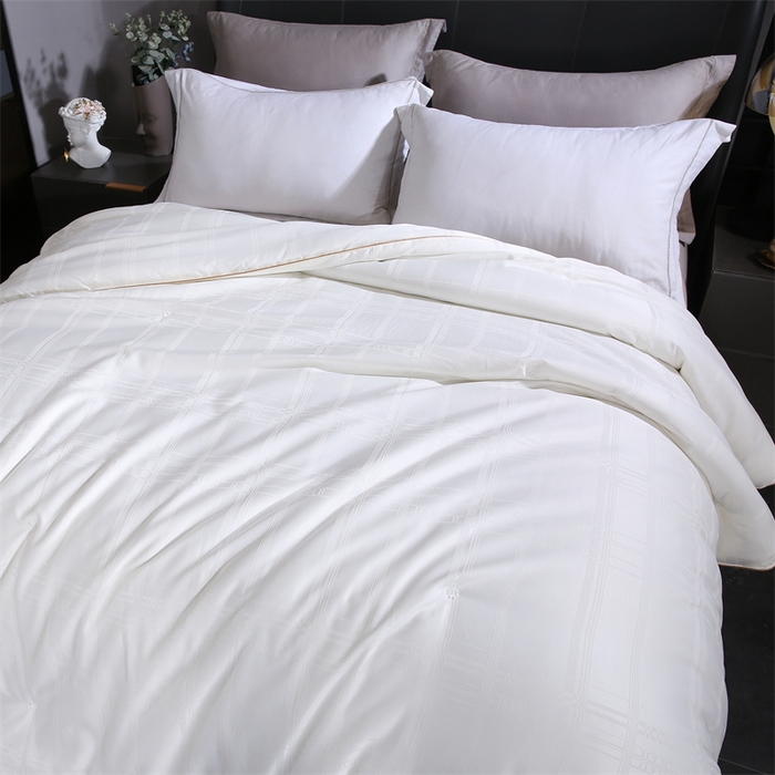 91家纺网 家纺一手货源 找家纺 芭芭棉家纺 2025新款全棉桑被冬被春秋被拉链二合一子母被被子被芯-方格系列 月光白