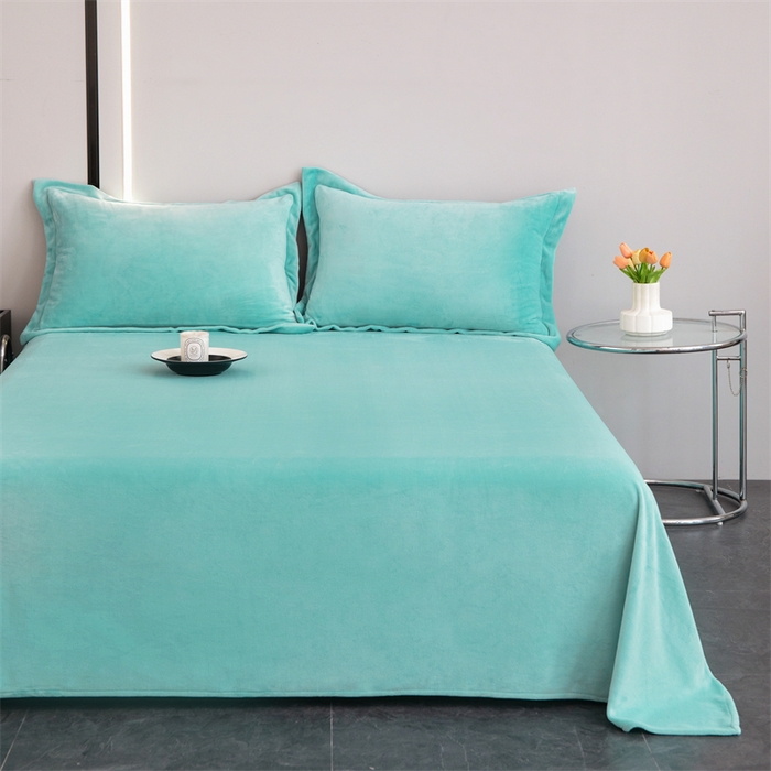 91家纺网 家纺一手货源 找家纺 锦罗绣 2024新款230克纯色牛奶绒单床单 绿色-