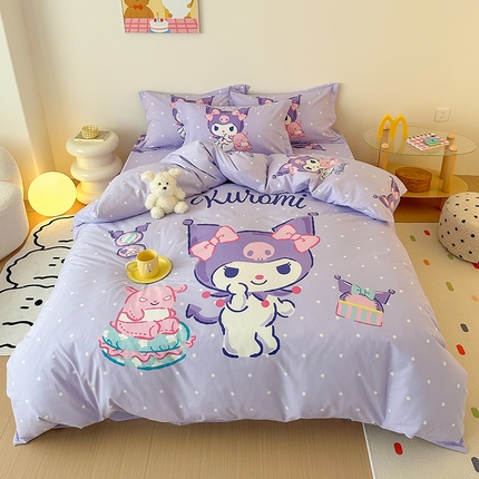 91家纺网 家纺一手货源 找家纺 典曼家纺 2024秋冬新品三丽鸥磨毛大版卡通四件套 淘气宝贝