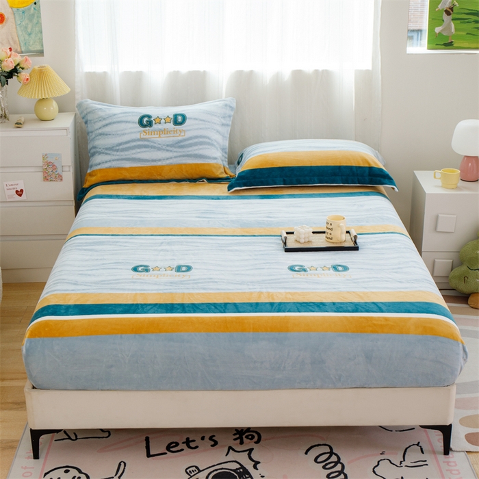 91家纺网 家纺一手货源 找家纺 锦罗绣 2024新款A类高克重牛奶绒印花四件套 好好先生