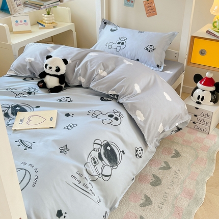 卡斯诺家纺馆 2025新款芦荟棉宿舍床上下铺三件套 太空漫步