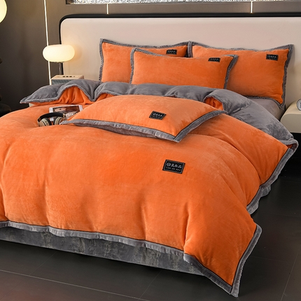 91家纺网 家纺一手货源 找家纺 （总）绒耀2025纯色加厚牛奶绒四件套轻奢款大包边素色直播爆款