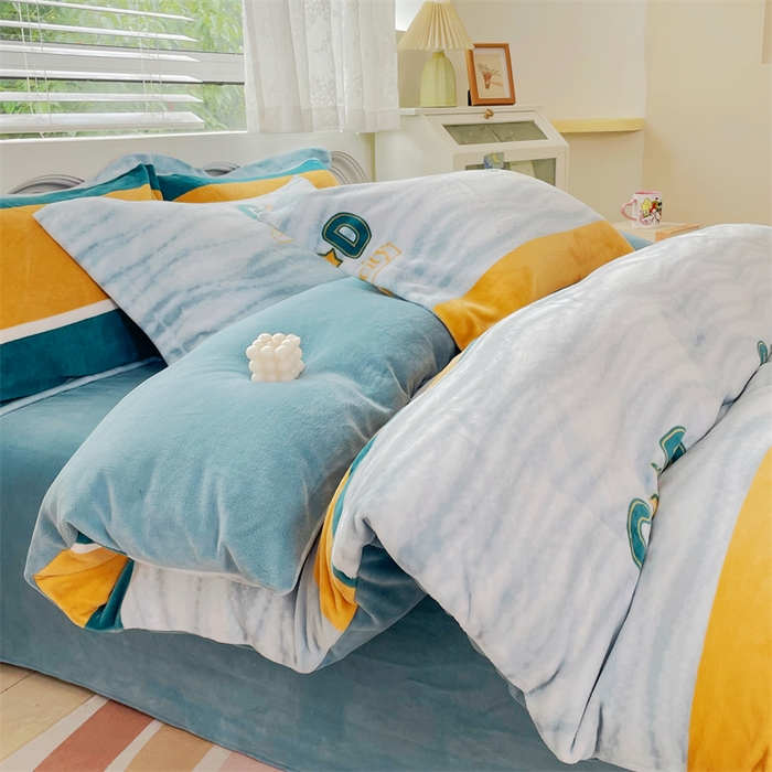 91家纺网 家纺一手货源 找家纺 锦罗绣 2024新款A类高克重牛奶绒印花四件套 好好先生