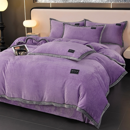 91家纺网 家纺一手货源 找家纺 （总）绒耀2025纯色加厚牛奶绒四件套轻奢款大包边素色直播爆款