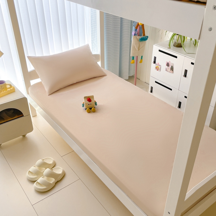 91家纺网 家纺一手货源 找家纺 老帅的工厂店 2025新款亲肤磨毛防水纯色学生床笠-小床图 杏色