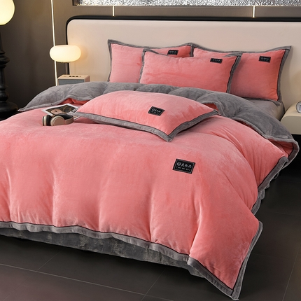 91家纺网 家纺一手货源 找家纺 （总）绒耀2025纯色加厚牛奶绒四件套轻奢款大包边素色直播爆款