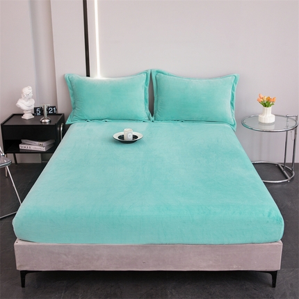 锦罗绣 2024新款230克纯色牛奶绒单床笠 绿色