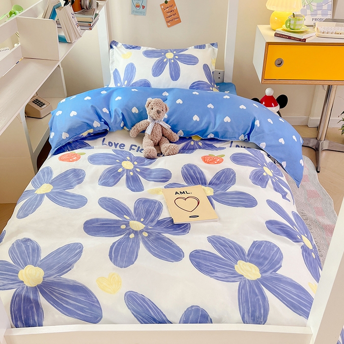 91家纺网 家纺一手货源 找家纺 卡斯诺家纺馆 2025新款芦荟棉宿舍床上下铺三件套 唯美