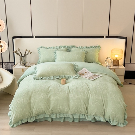 91家纺网 家纺一手货源 找家纺 （总）2024新品A类牛奶绒韩版雕花四件套