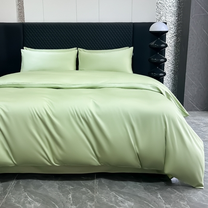 家居1号家纺 2024新款50双股新疆长绒棉纯色四件套单品系列-四件套 纯享-果绿