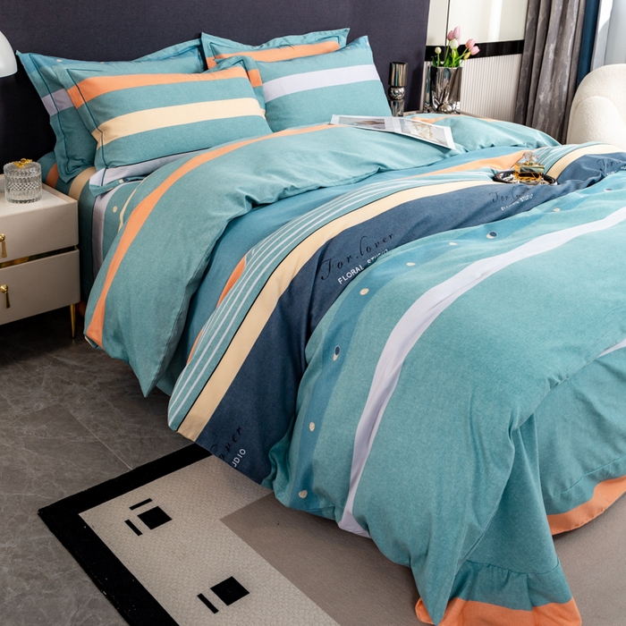 91家纺网 家纺一手货源 找家纺 威布斯家居 2024新款AA版全棉加厚磨毛四件套 酷派-绿