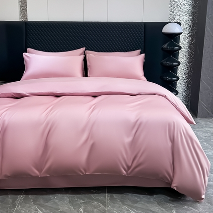 家居1号家纺 2024新款50双股新疆长绒棉纯色四件套单品系列-四件套 纯享-豆沙