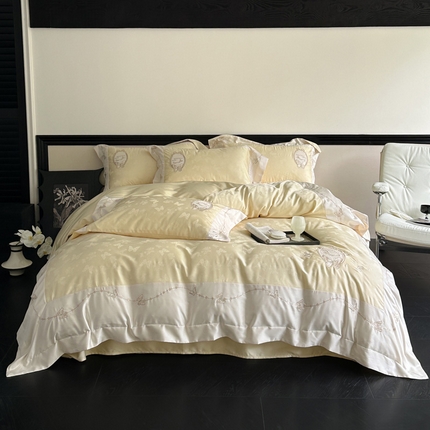 91家纺网 家纺一手货源 找家纺 爱缦 2024新款100支兰精天丝棉四件套--蝶舞星光系列 雪融冰晶