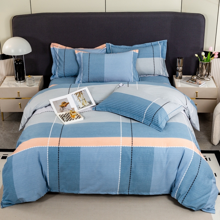 91家纺网 家纺一手货源 找家纺 威布斯家居 2024新款AA版全棉加厚磨毛四件套 米格鲁-蓝