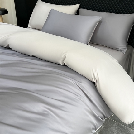 91家纺网 家纺一手货源 找家纺 家居1号家纺 2024新款50双股新疆长绒棉纯色四件套单品系列-单被套 共享-高级灰+太空灰