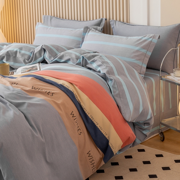 91家纺网 家纺一手货源 找家纺 威布斯家居 2024新款AA版全棉加厚磨毛四件套 罗拉-灰