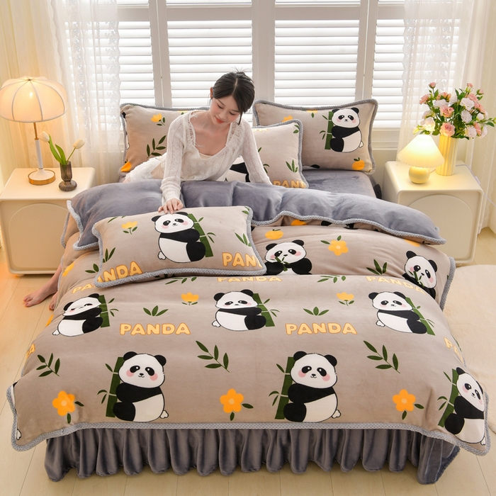 91家纺网 家纺一手货源 找家纺 绒耀 2025新款高克重牛奶绒四件套保暖四件套直播爆款电商爆款 胖嘟嘟 